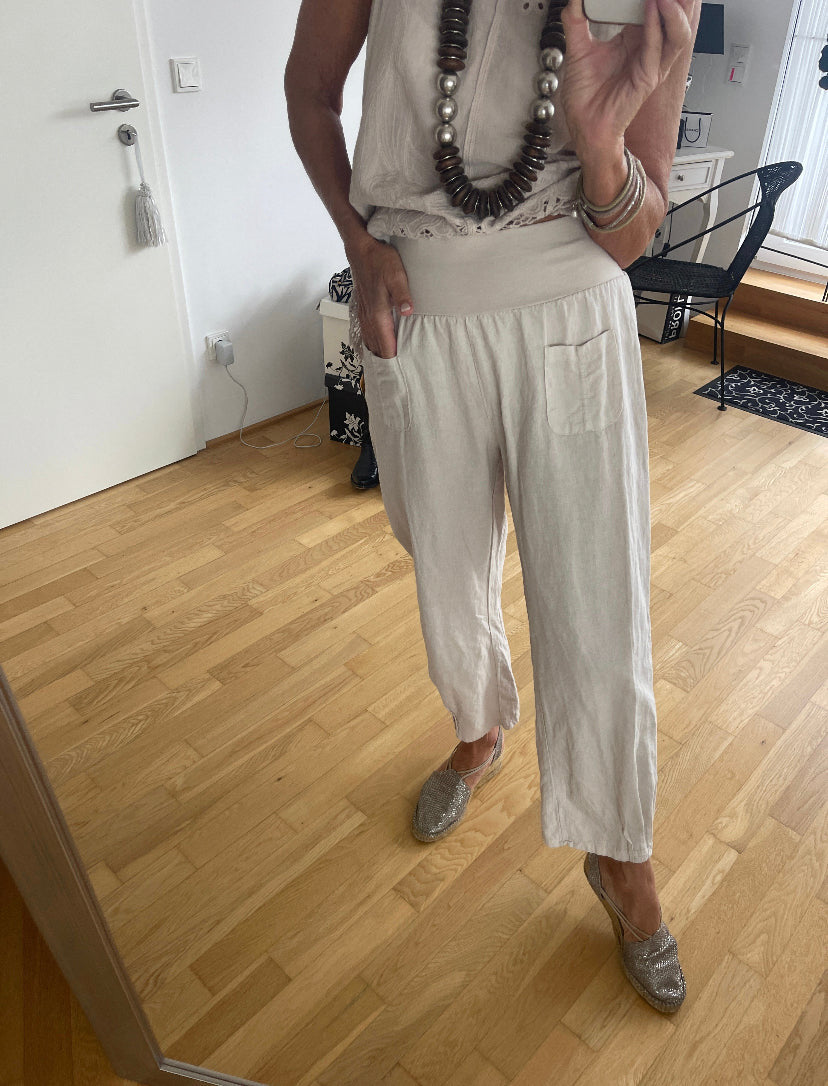 Hose PEGGY beige Gr.XXL €69,90; perfekt sitzende Leinenhose, edel, schick und immer einsetzbar