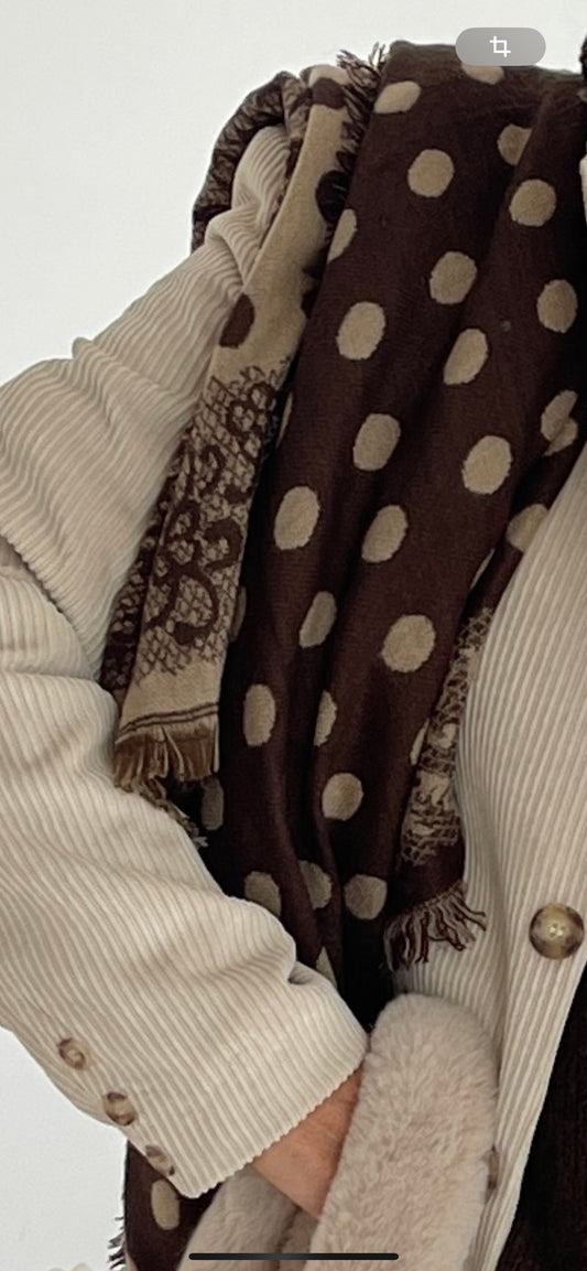 Schal Double-Face BERGAMO schoko; „IM BLACK-FRIDAY OUTLET“ nur noch €29,90 statt €59,90; … herrlicher Big-Schal in tollem Mustermix