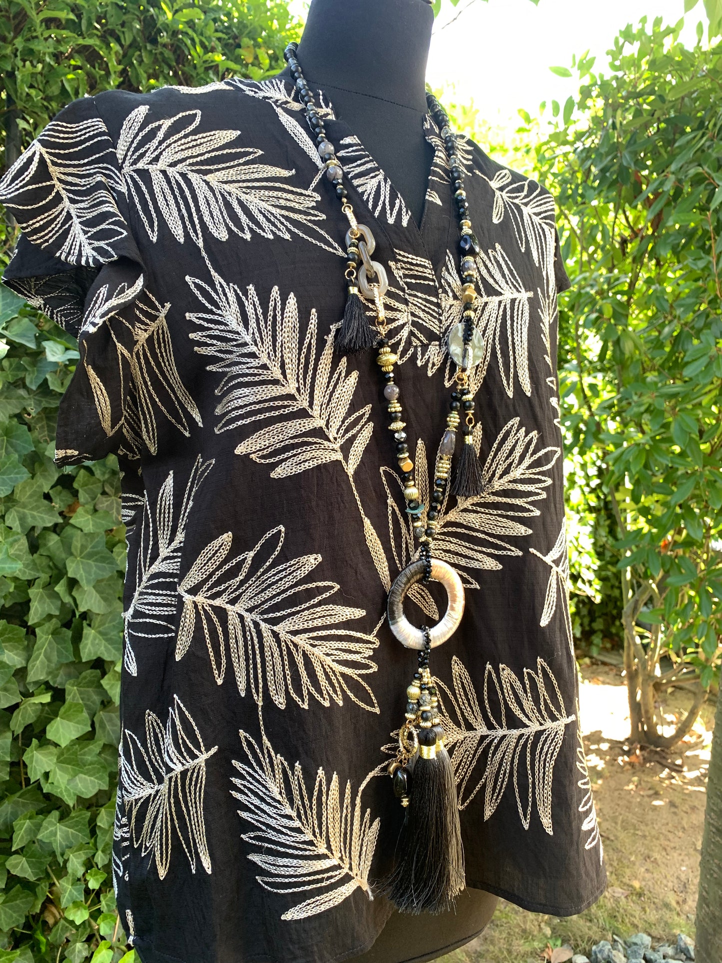 Oberteil NANNY gold/schwarz; jetzt €39,90 statt €79,90 im Super Summer Sale