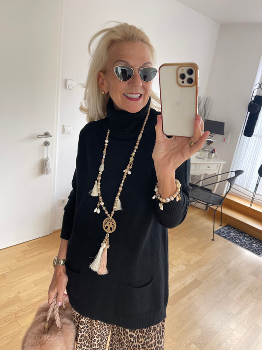 Pullover JACKY black; stylisch, locker und leger fallender Longpullover! „IM BLACK-FRIDAY OUTLET“ nur noch €39,90 statt €89,90