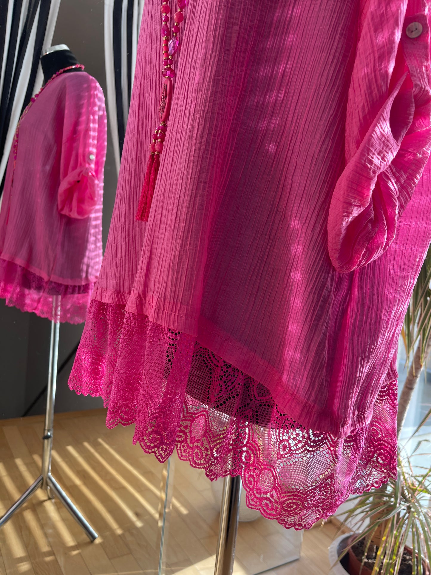 Tunika HELEN pink; im Outlet €39,90 statt €69,90 … so herrlich duftig, luftig… und perfekt auch für XXL-Größen