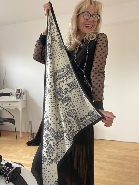 Schal KENNEDY white/black, perfektes Accessoire und mal ganz anders!!!