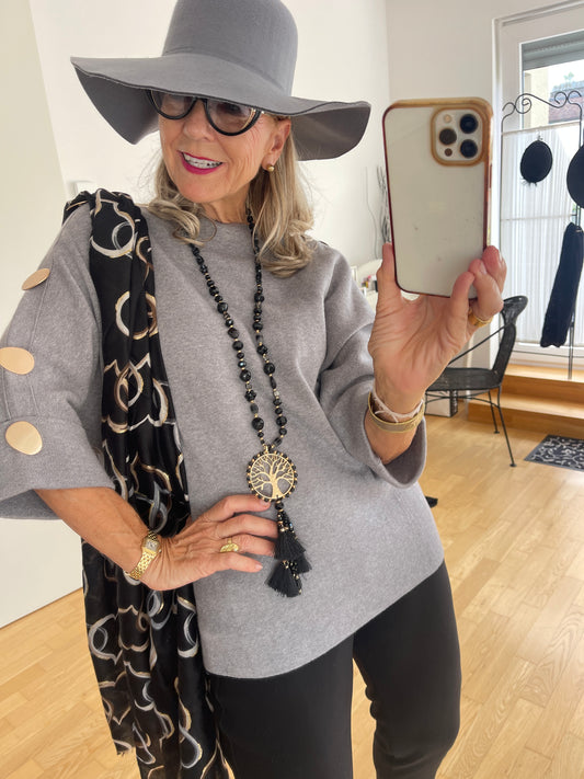 Oberteil SOLITÄR grey €69,90 statt €89,90; „Im Black-Friday-Outlet“, edel, stylisch, extravagant; perfekt auch für XXL Größen