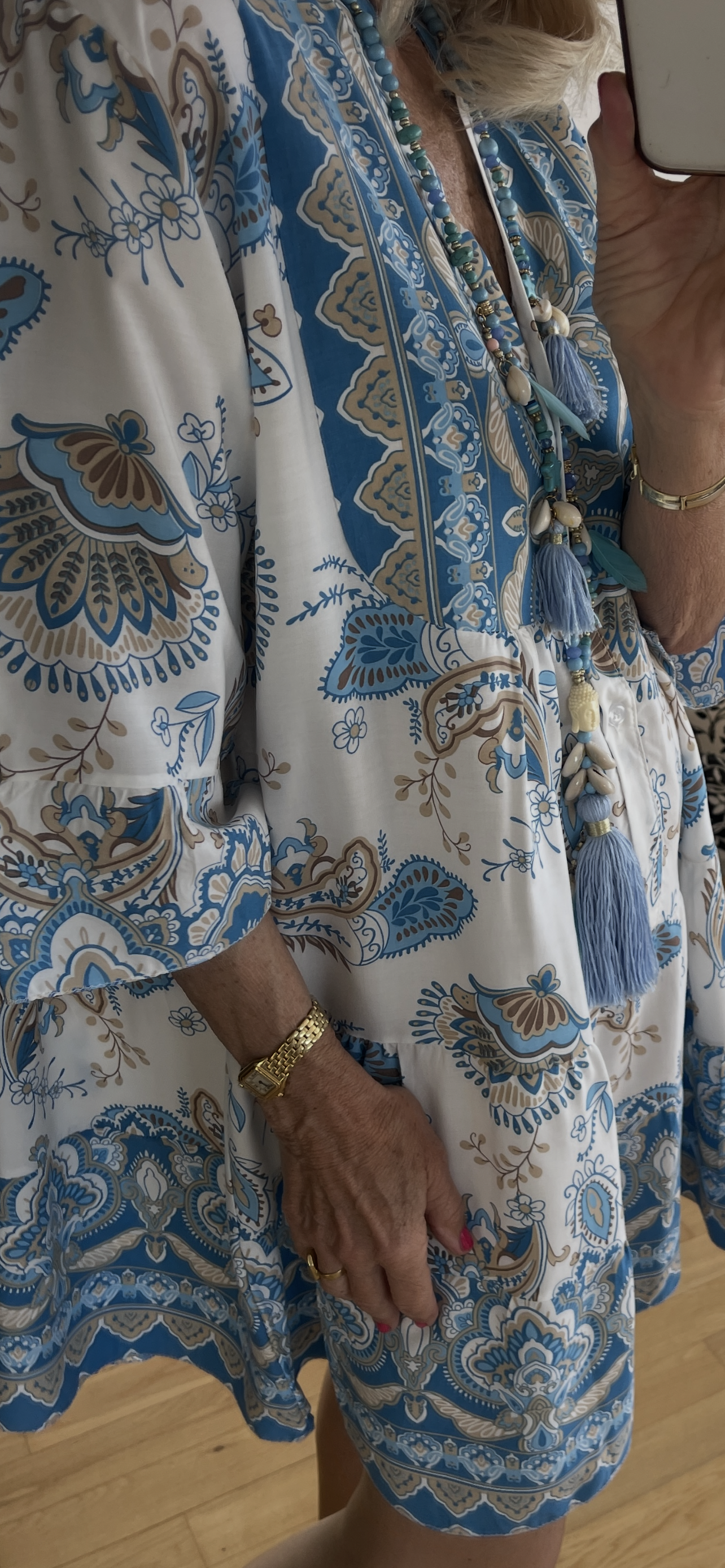 Tunika ADELE blau-beige €89,90; ein wunderschönes Tunikakleid in einer ausgefallenen Farbkombination