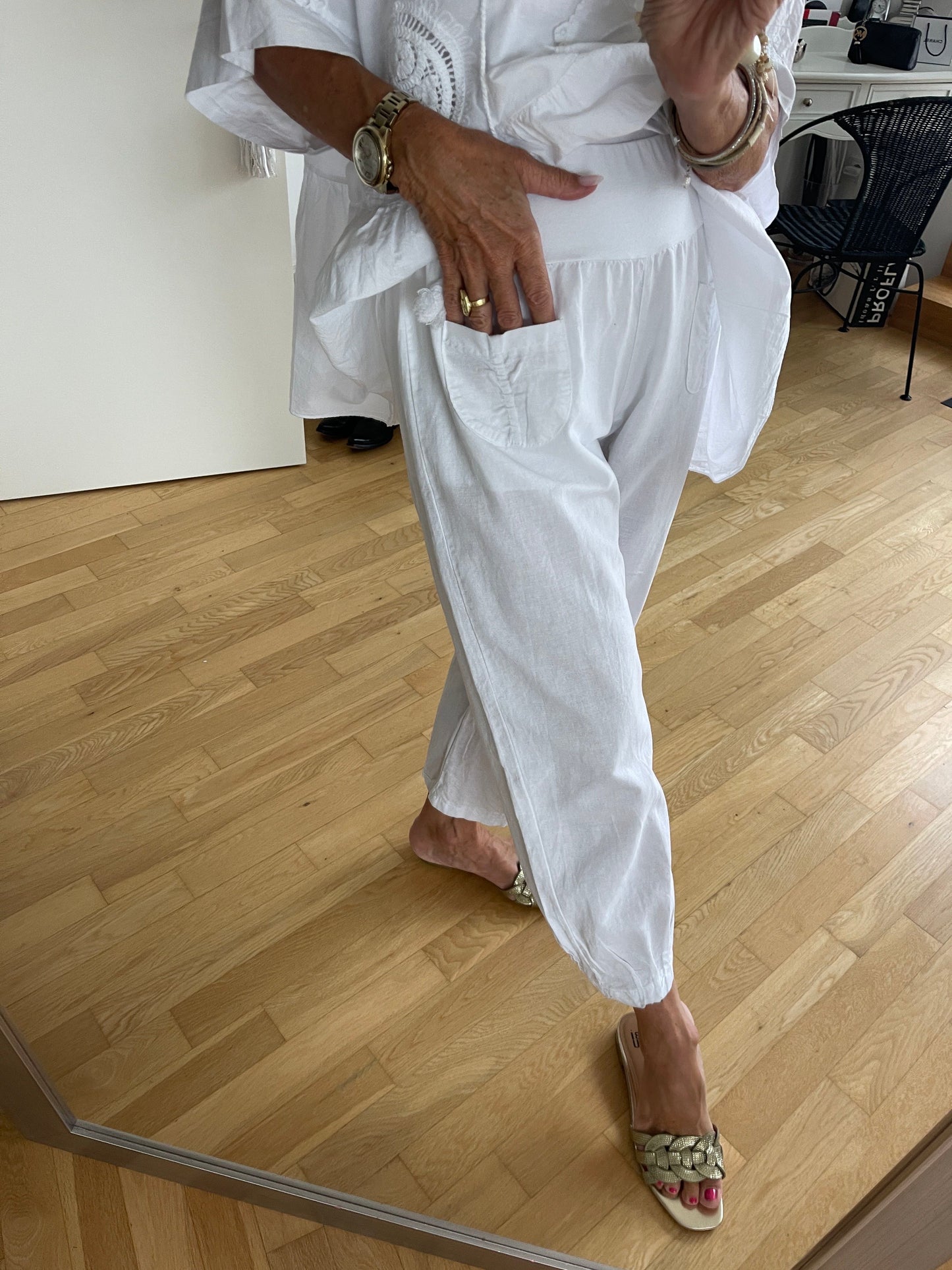 Hose PEGGY white S; €49,90 statt €69,90; geniales Modell mit Wohlfühlgarantie