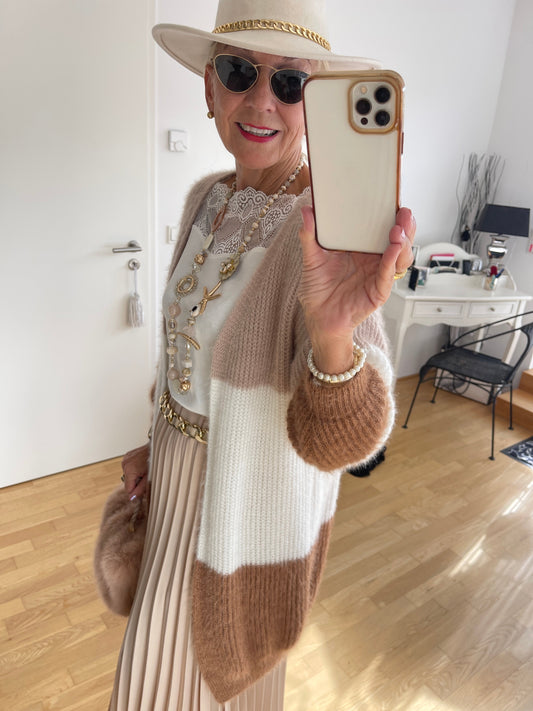 Jacke INKA jetzt; kuschelig schmeichelnde Longjacke in einer wunderschönen Farbkombi!! „IM BLACK-FRIDAY OUTLET“ nur €59,90 statt €109,90