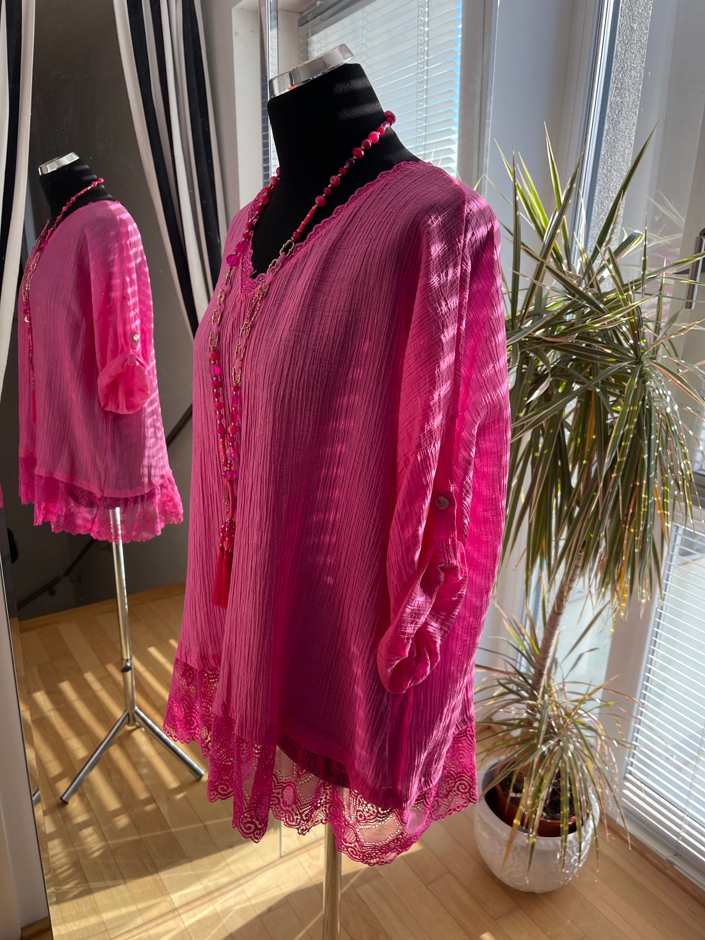 Tunika HELEN pink; im Outlet €39,90 statt €69,90 … so herrlich duftig, luftig… und perfekt auch für XXL-Größen