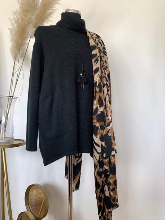 Pullover JANA black; stylisch, locker und leger fallender Longpullover! „Im MEGA-OUTLET“ nur noch €39,90 statt €89,90