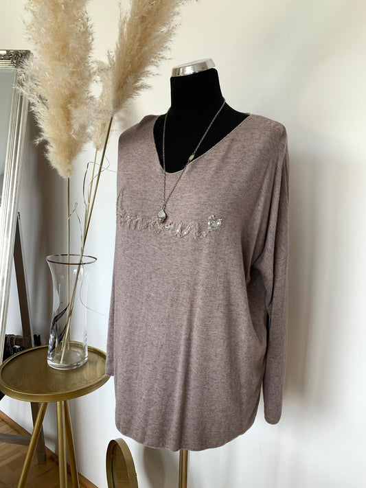 Oberteil AMOURE taupe; jetzt im MEGA-WINTER-SALE €29,90 statt €59,90