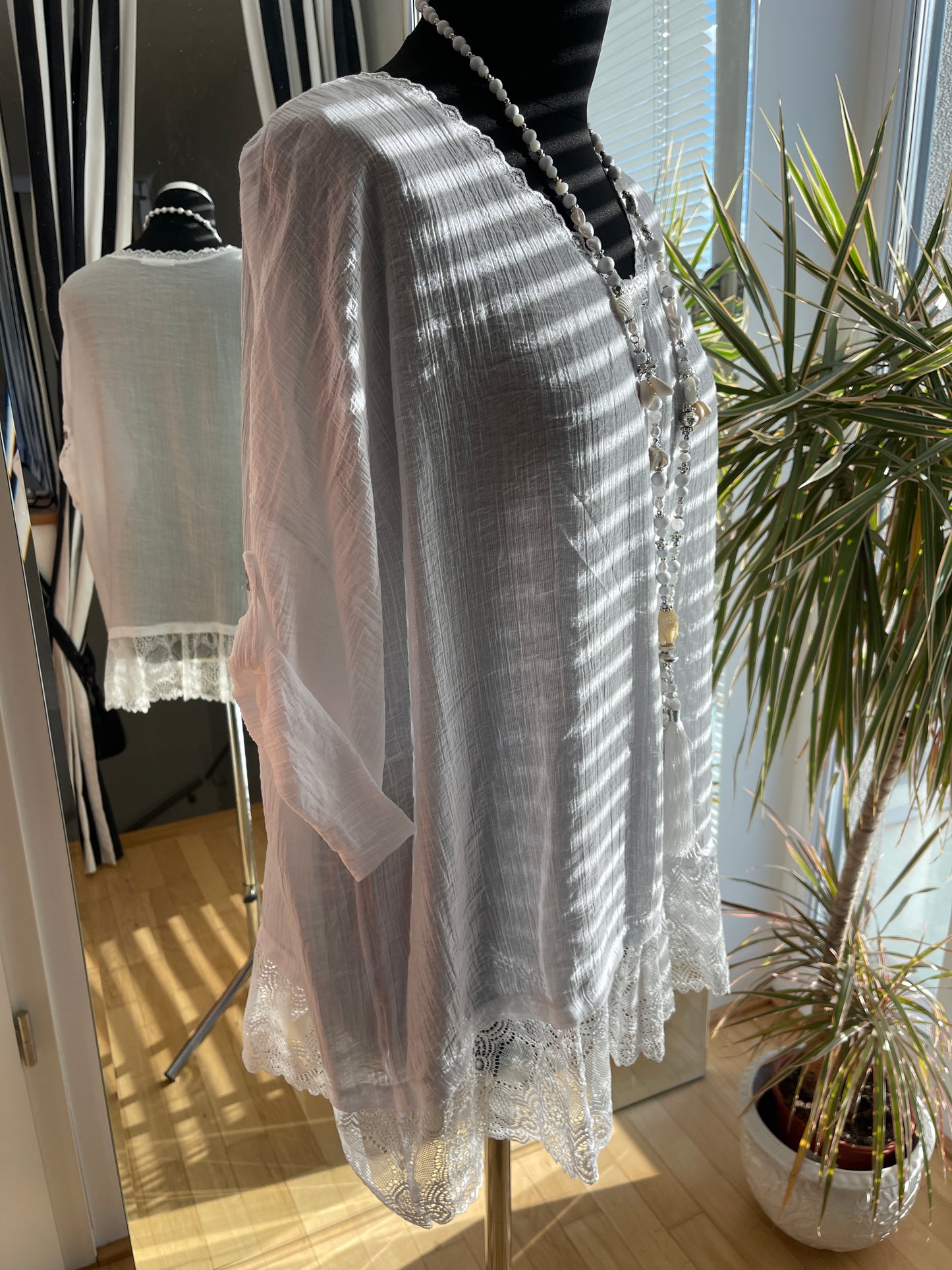 Tunika HELEN beige; im Outlet €39,90 statt 69,90 ..sooo herrlich duftig, luftig… und perfekt für XXL-Größen